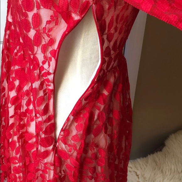 NWT! Free People Floral Red Lace Dress, 6 - Picture 8 of 8